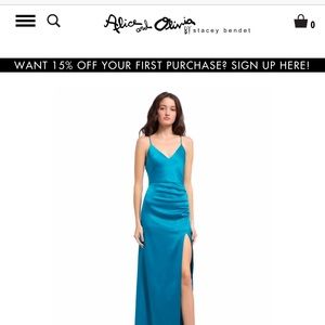 ALICE + OLIVIA Fallon Ruched Maxi Dress (Teal)